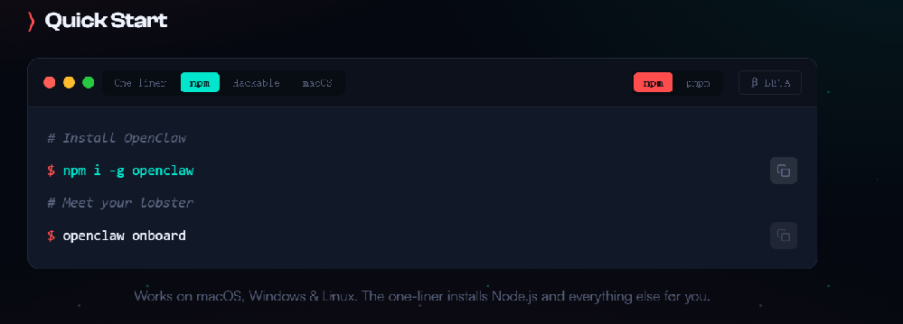 通过命令安装openClaw